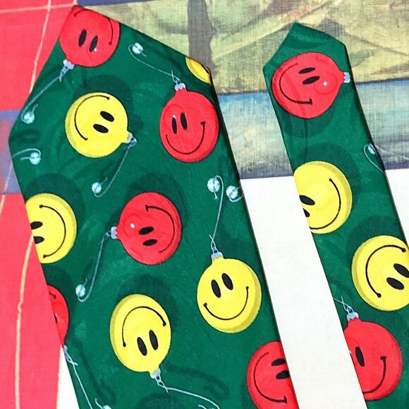 MEN'S VINTAGE HONORS HAPPY FACE TIE 90'S Y2K SMILING HAPPY FACES STANDARD SIZE - Picture 4 of 4